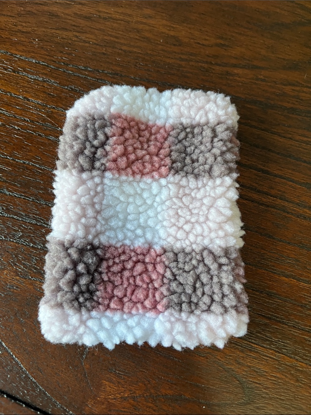 $2 Add-On Storage Pouch Cozy Fuzzy Plush Case Plaid Pink, Grey, White